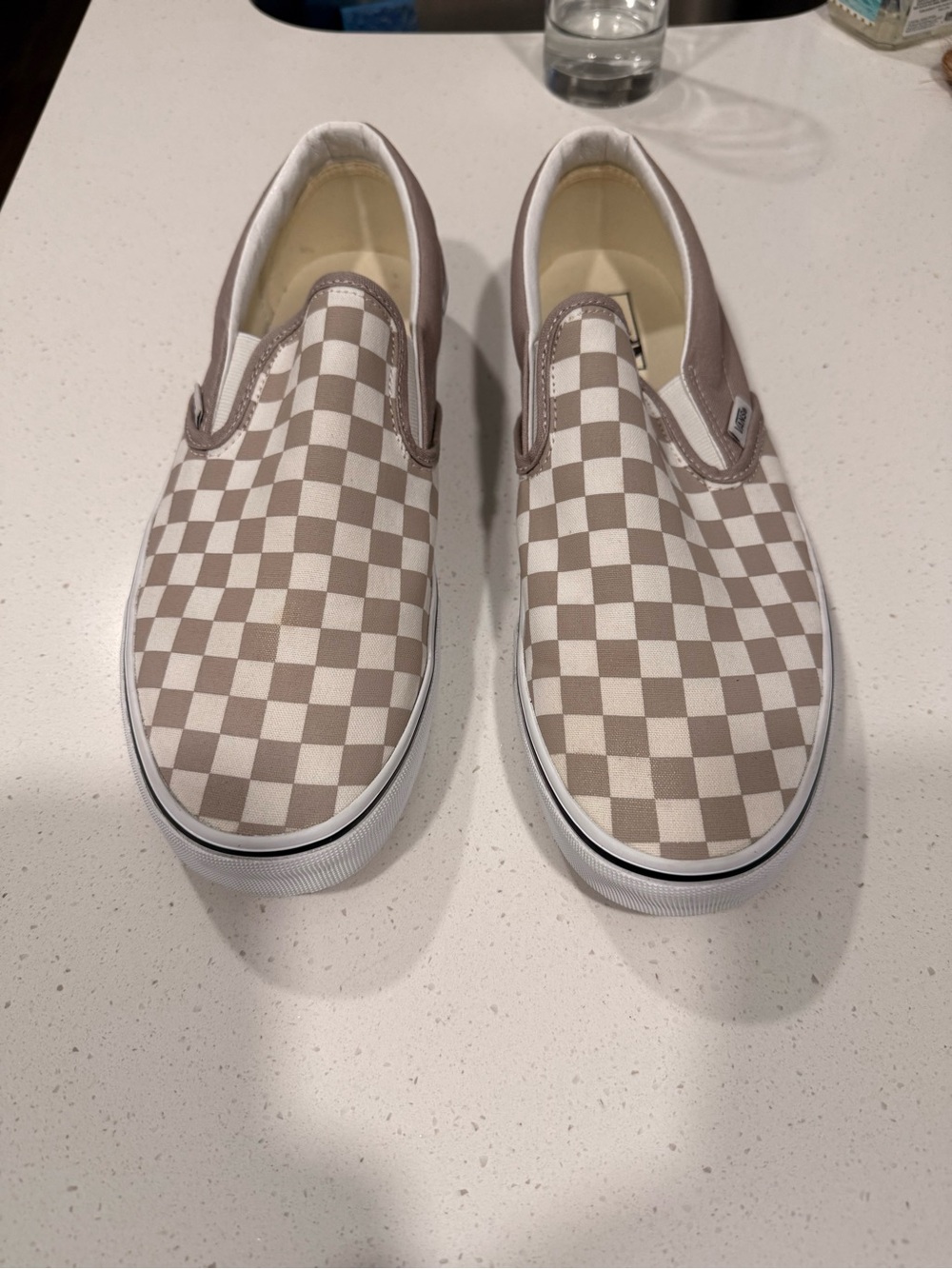 Vans Checkerboard Slip-On Sneakers in Beige and White - Picture 3 of 4